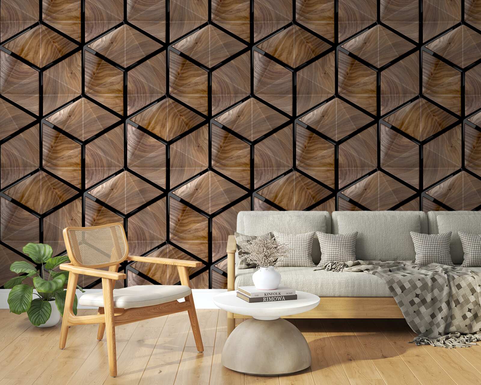 Fototapeta wzory geometrycznych kształtów na parkiecie