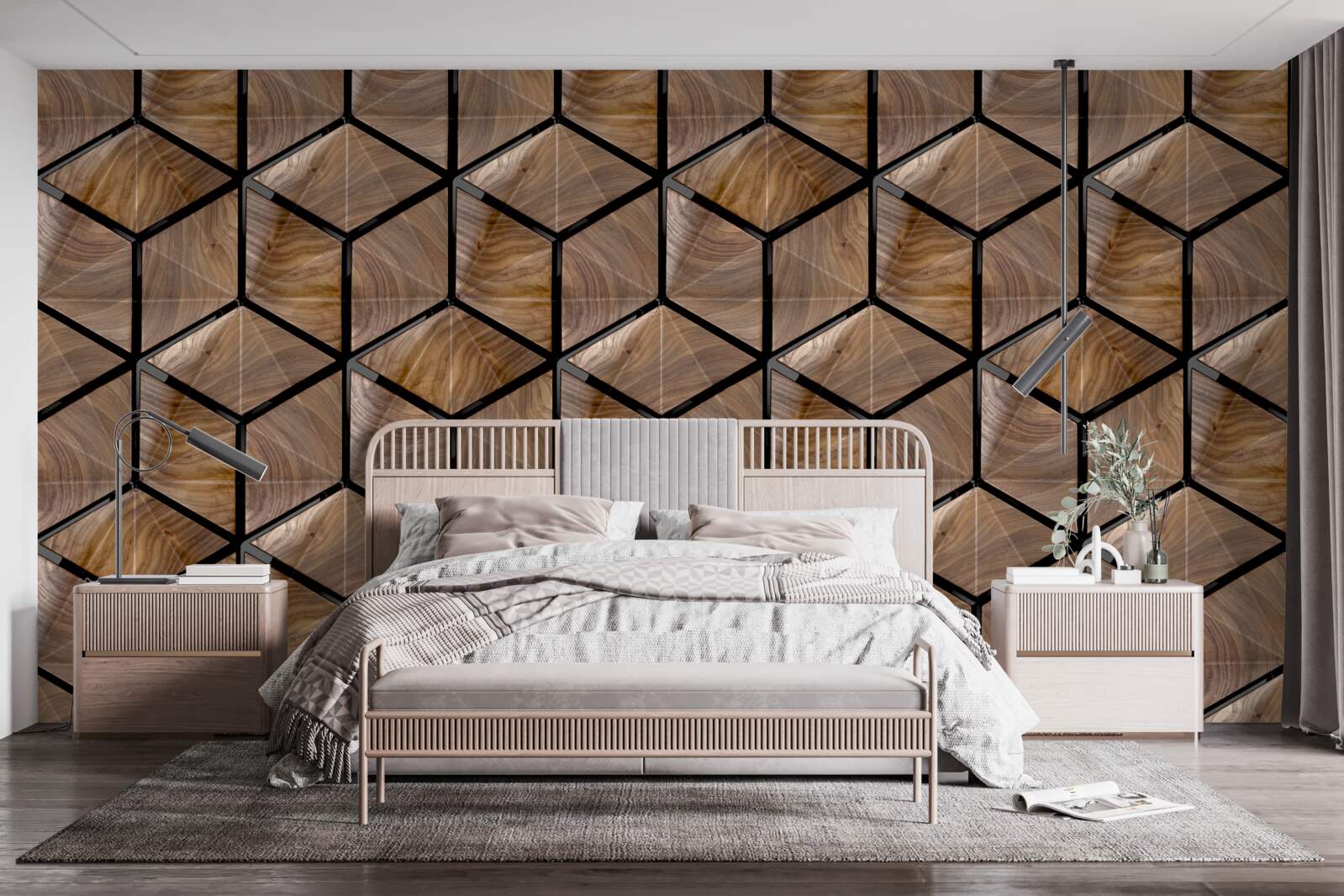 Fototapeta wzory geometrycznych kształtów na parkiecie