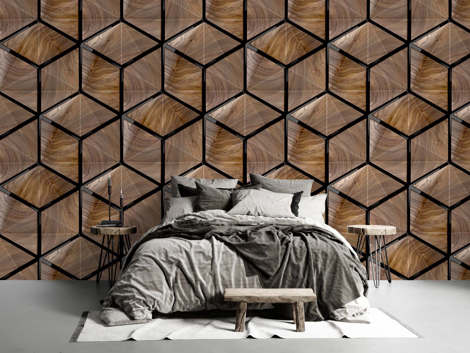 Fototapeta wzory geometrycznych kształtów na parkiecie