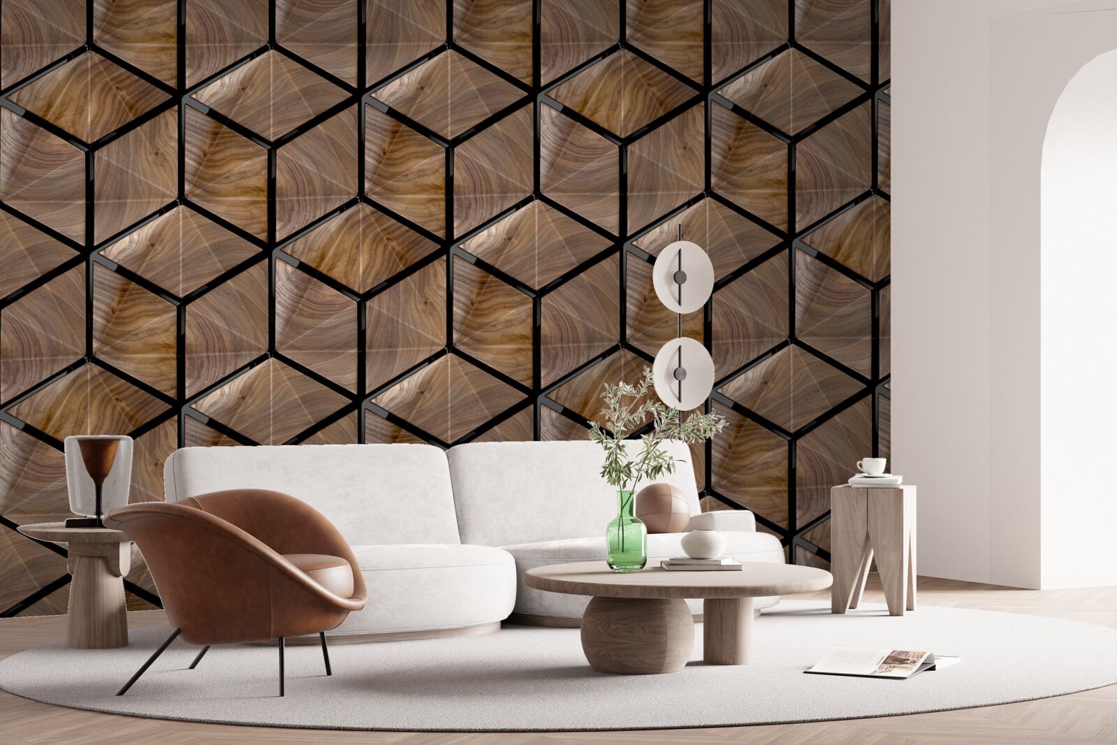 Fototapeta wzory geometrycznych kształtów na parkiecie