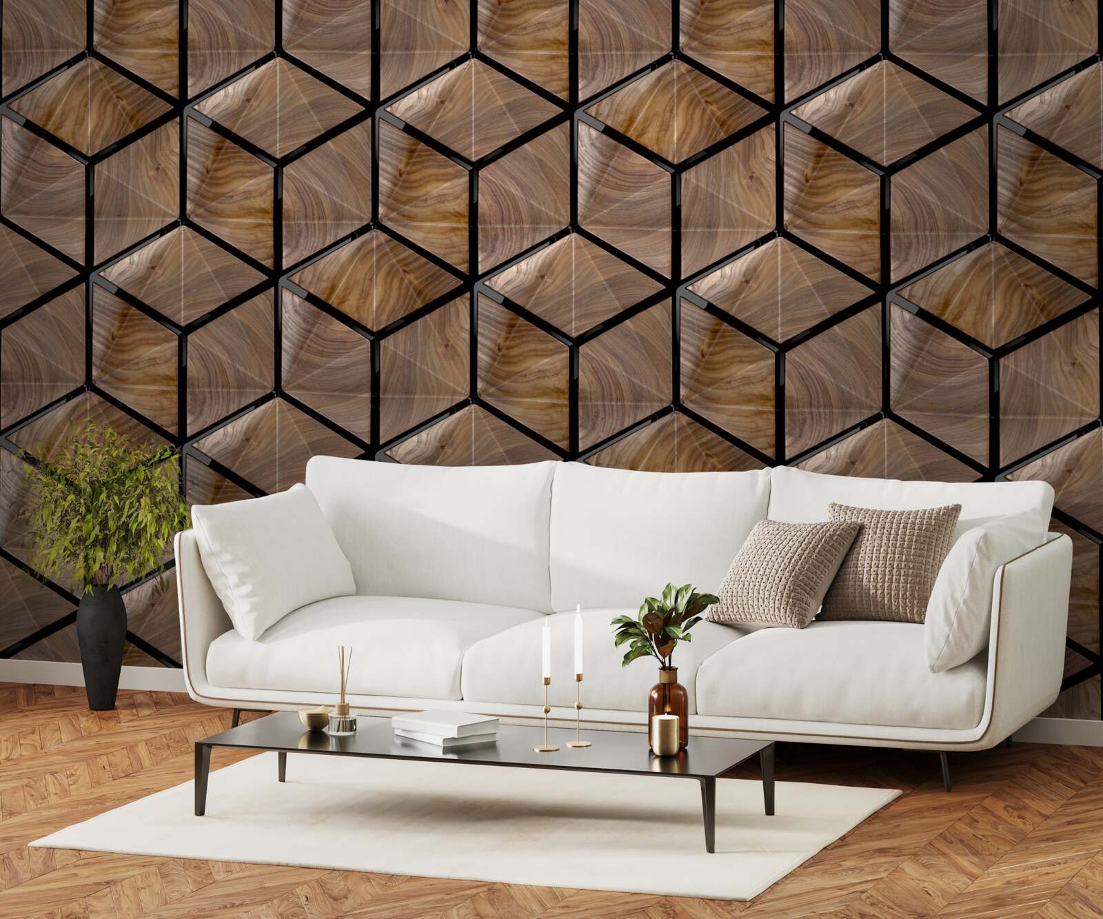 Fototapeta wzory geometrycznych kształtów na parkiecie