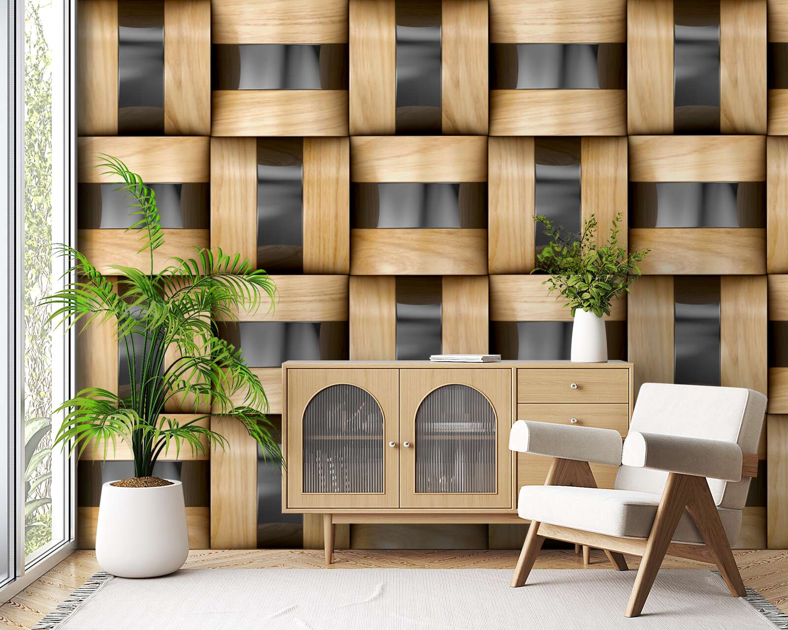 Fototapeta deska wykonana z drewnianych klocków