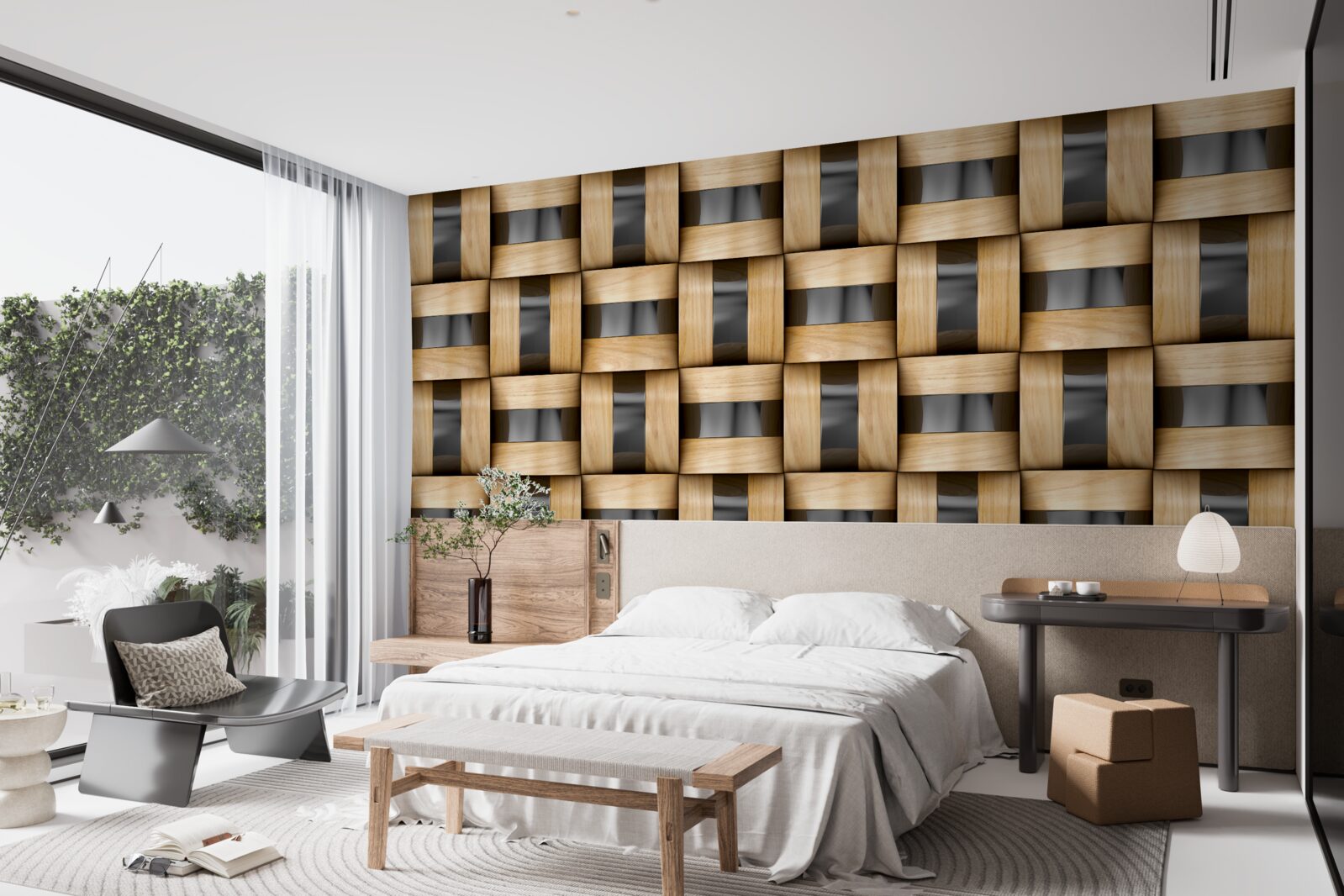 Fototapeta deska wykonana z drewnianych klocków