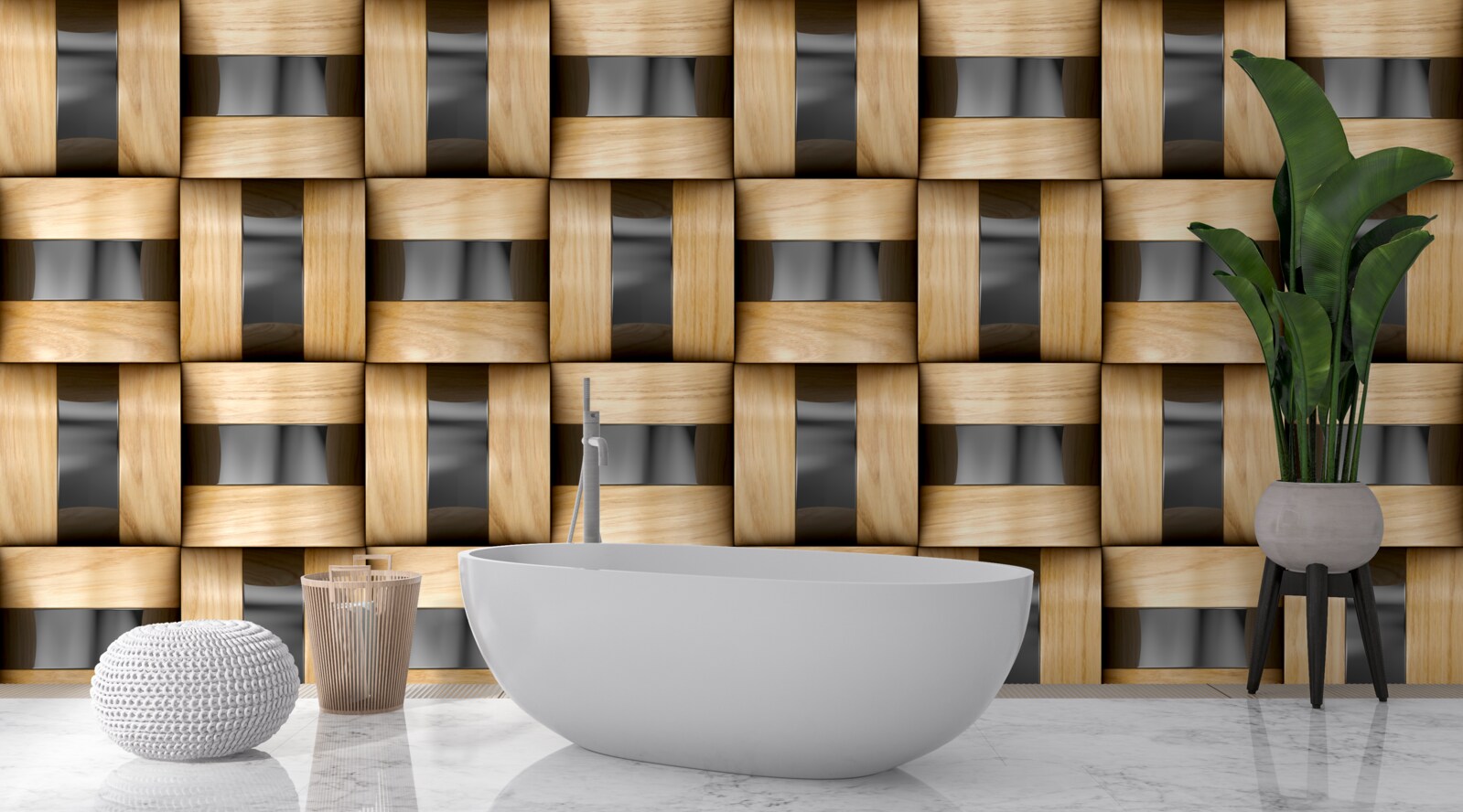 Fototapeta deska wykonana z drewnianych klocków