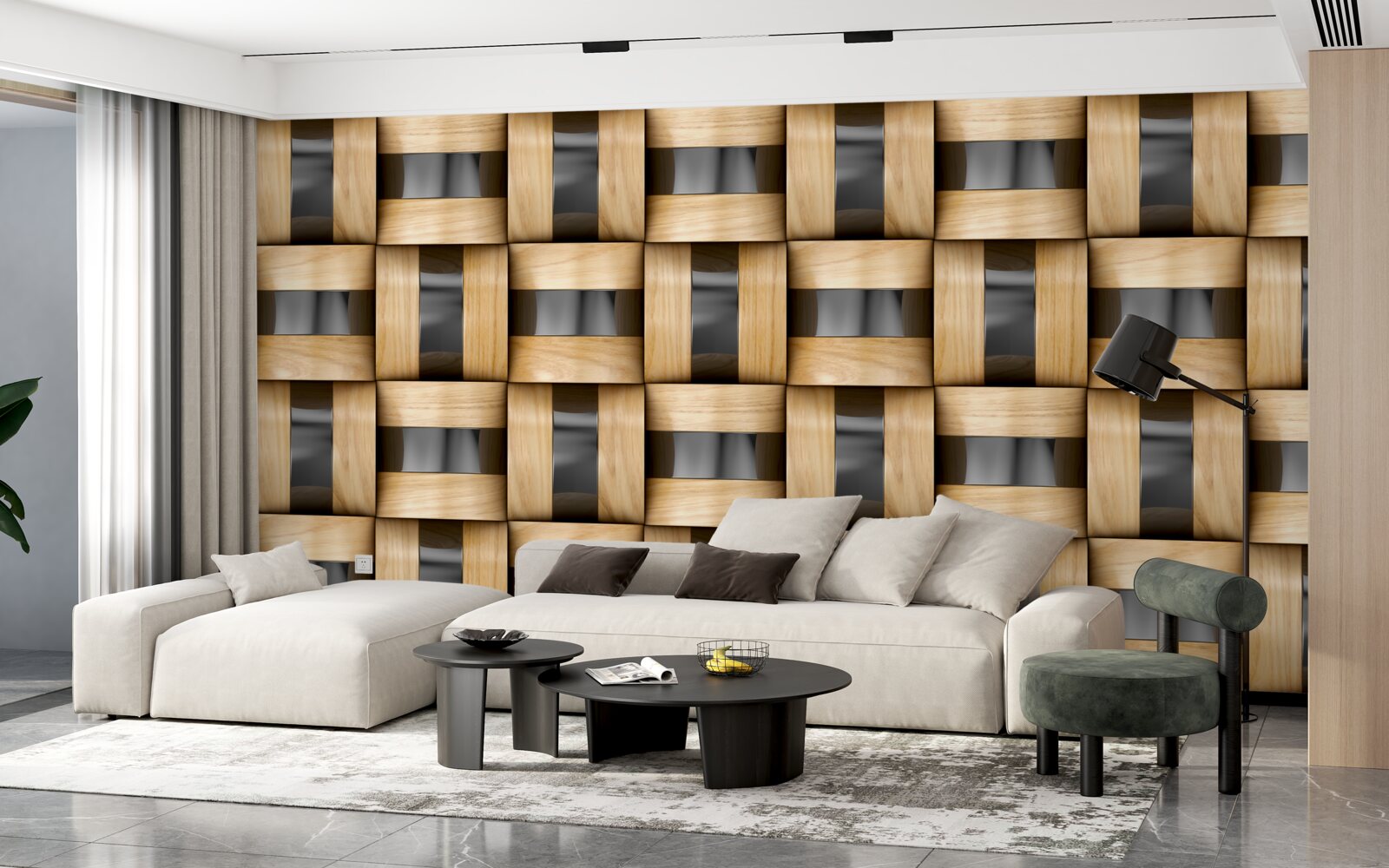 Fototapeta deska wykonana z drewnianych klocków