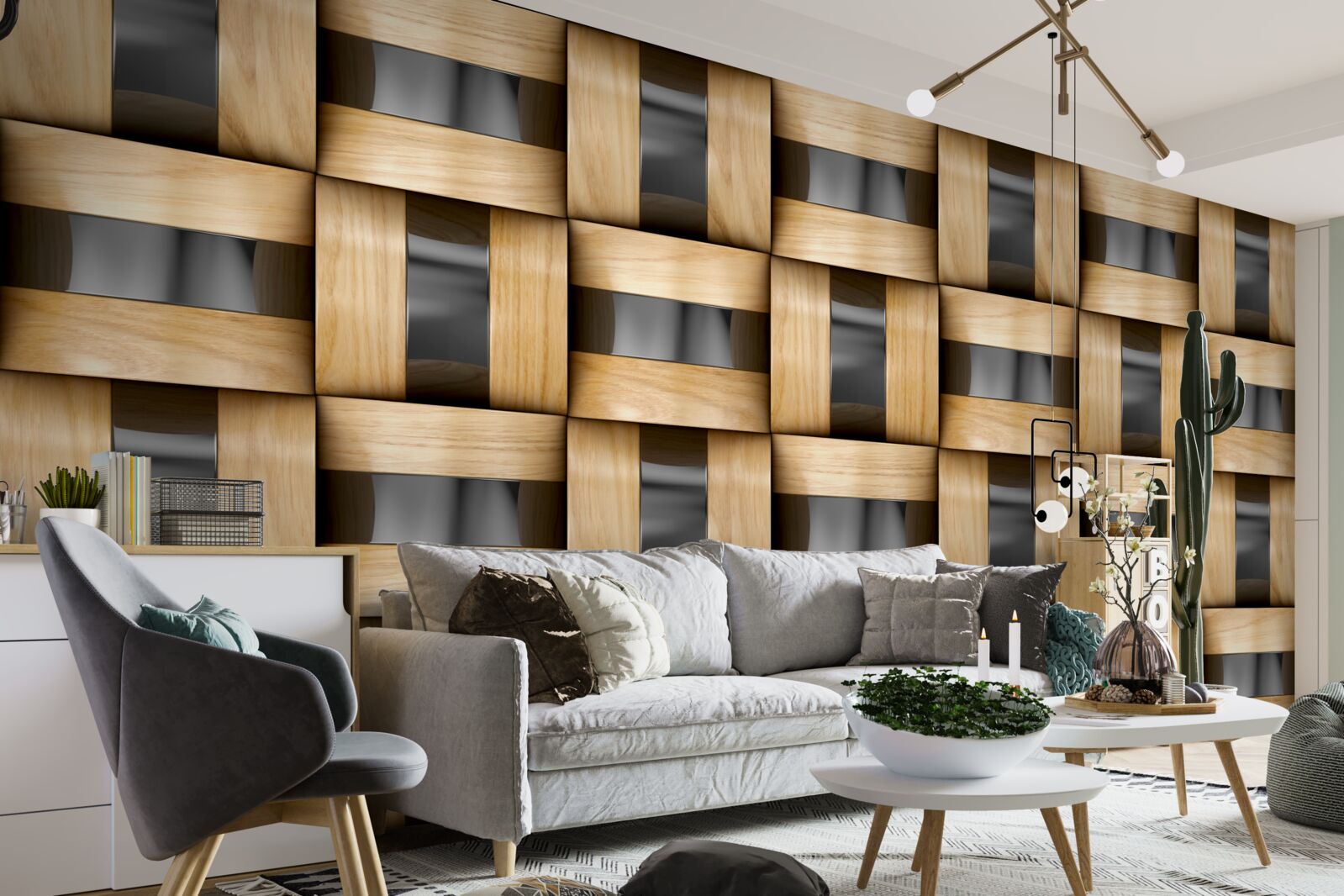 Fototapeta deska wykonana z drewnianych klocków