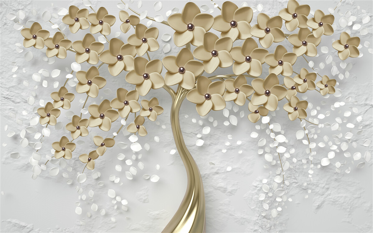 Fototapeta drzewo usiane złotymi kwiatami