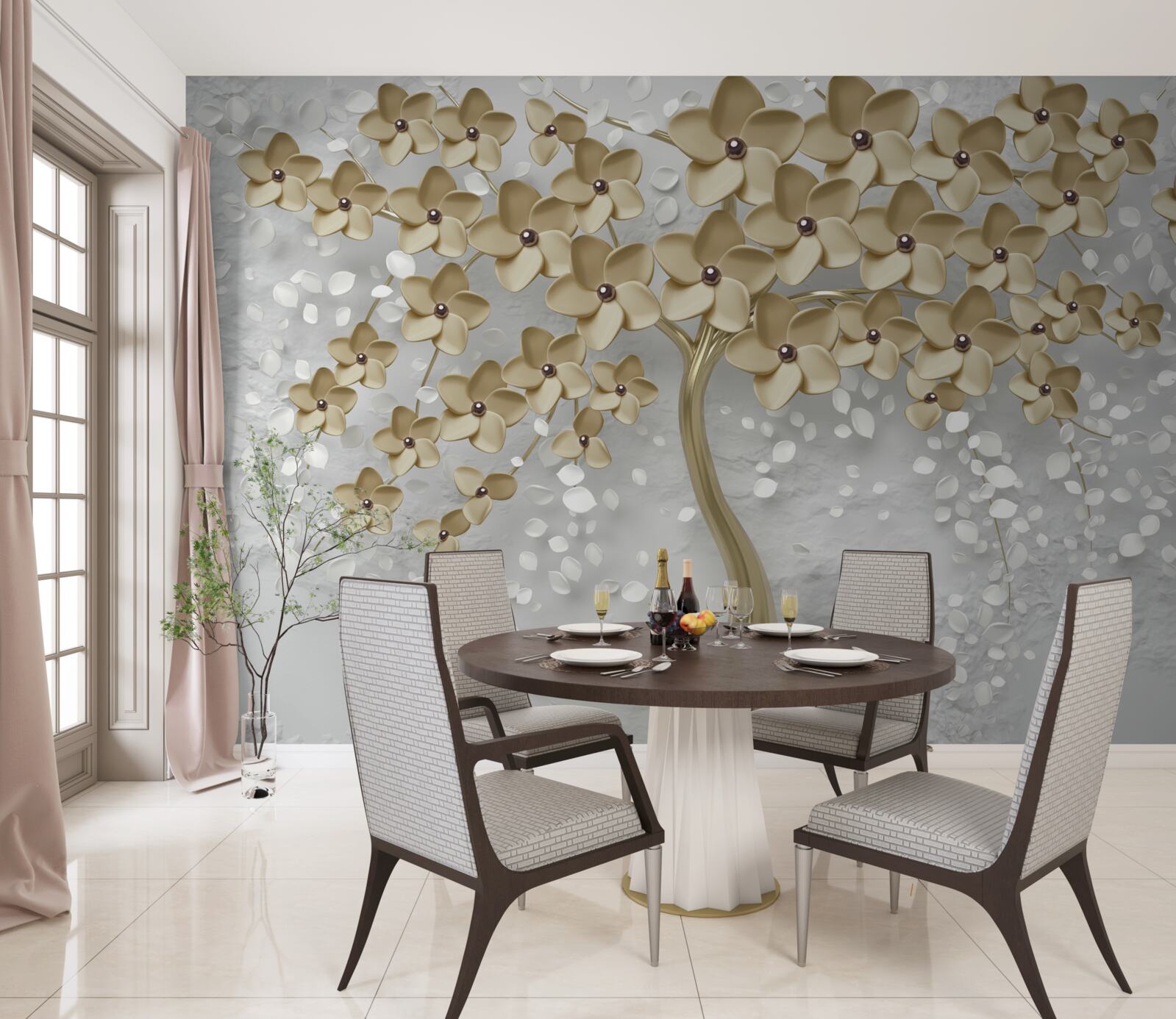 Fototapeta drzewo usiane złotymi kwiatami