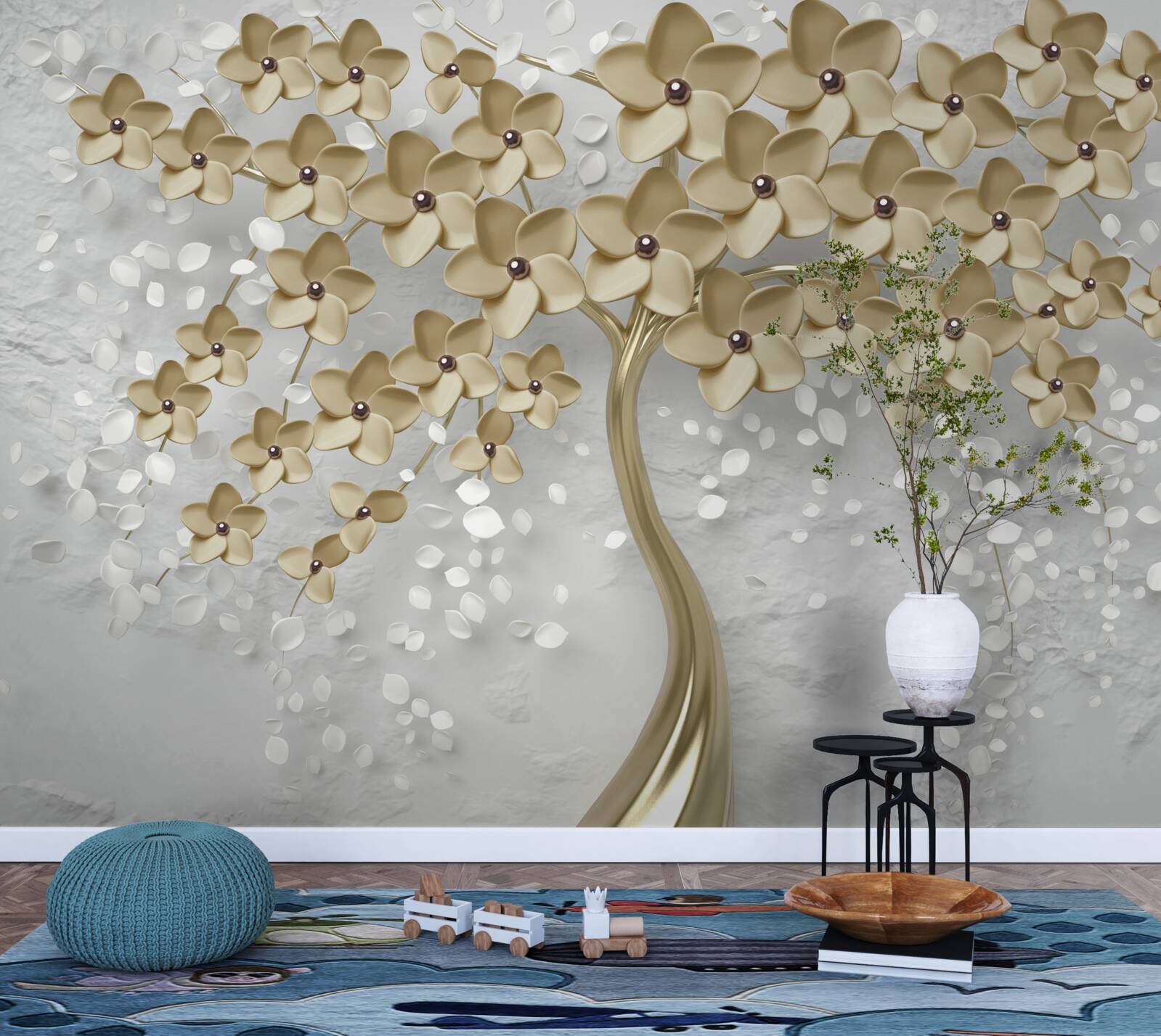 Fototapeta drzewo usiane złotymi kwiatami