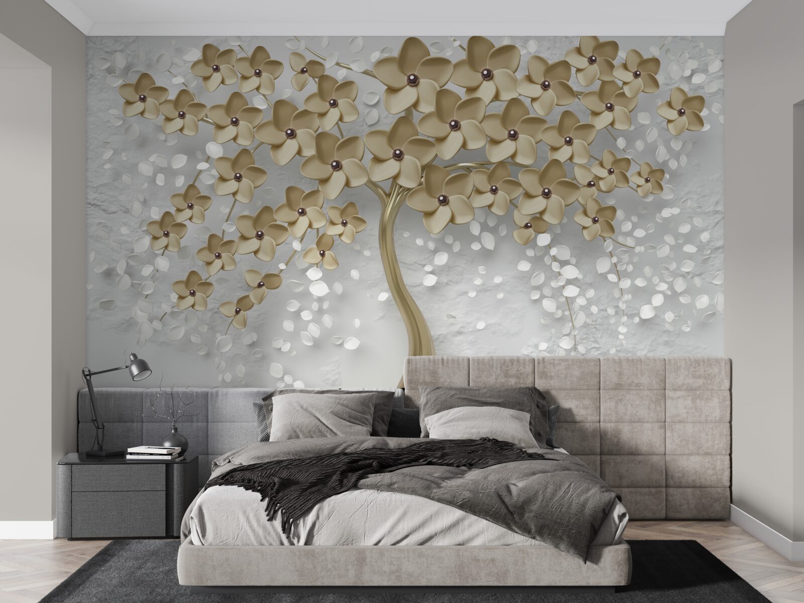 Fototapeta drzewo usiane złotymi kwiatami