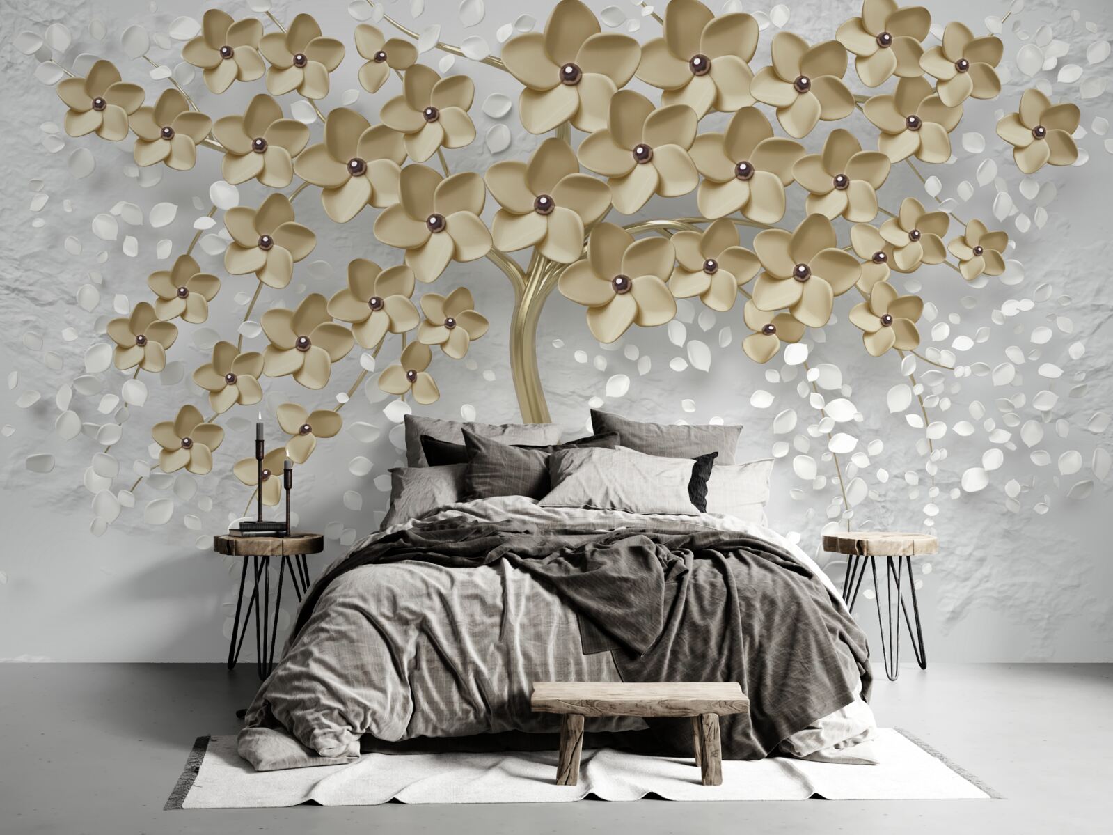 Fototapeta drzewo usiane złotymi kwiatami