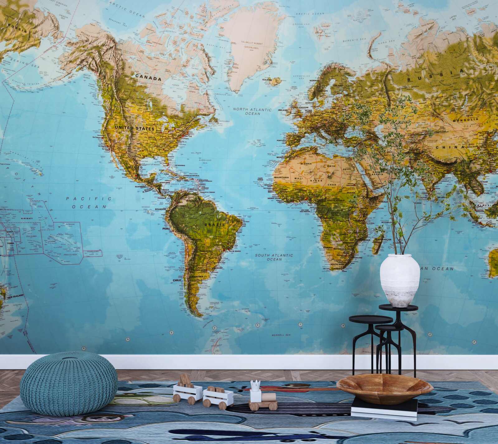 Fototapeta mapa świata z obszarami na wzniesieniach
