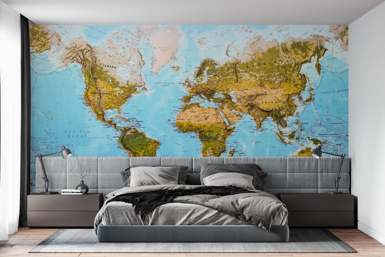 Fototapeta mapa świata z obszarami na wzniesieniach