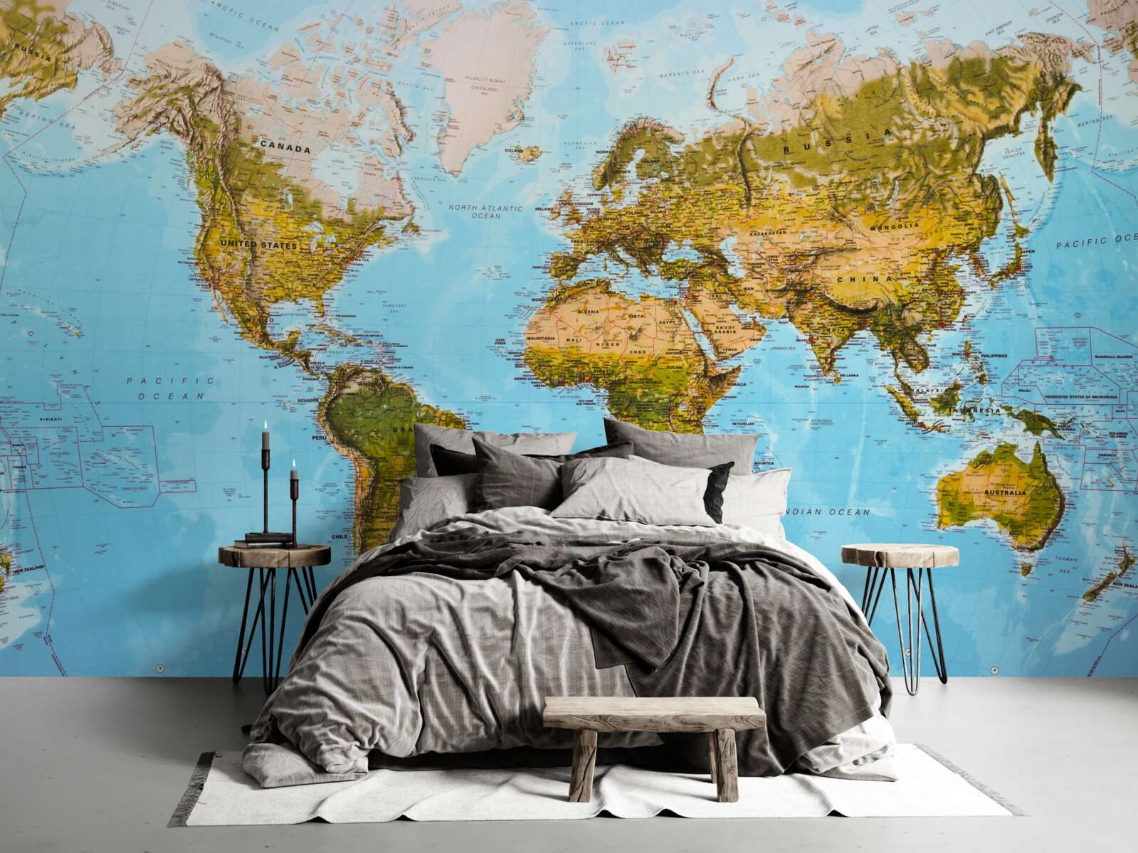 Fototapeta mapa świata z obszarami na wzniesieniach