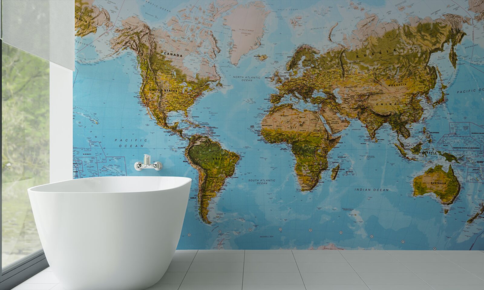 Fototapeta mapa świata z obszarami na wzniesieniach