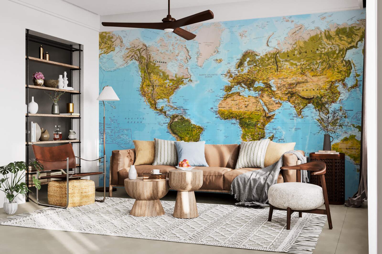 Fototapeta mapa świata z obszarami na wzniesieniach