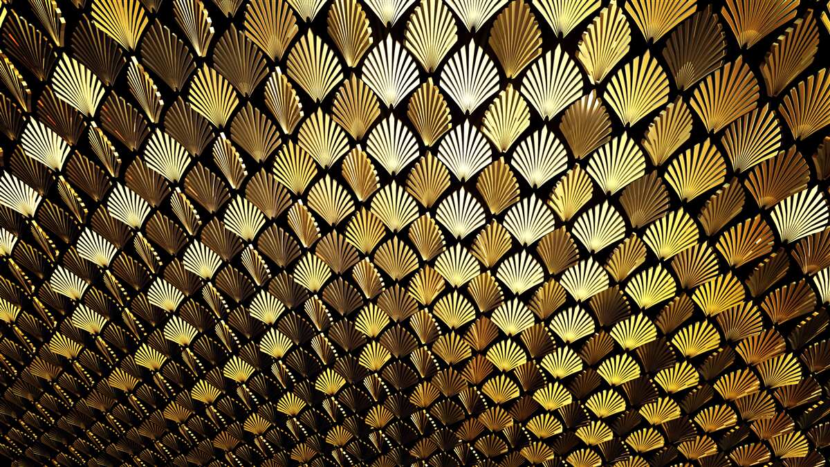 Fototapeta abstrakcja wykonana ze złota w kształcie paproci