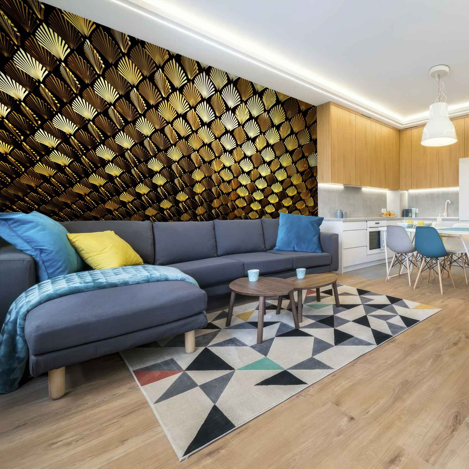 Fototapeta abstrakcja wykonana ze złota w kształcie paproci