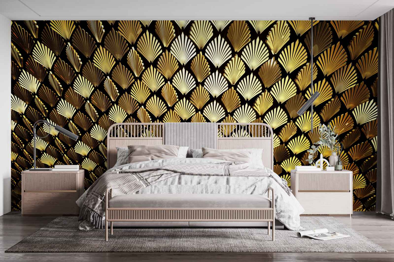 Fototapeta abstrakcja wykonana ze złota w kształcie paproci