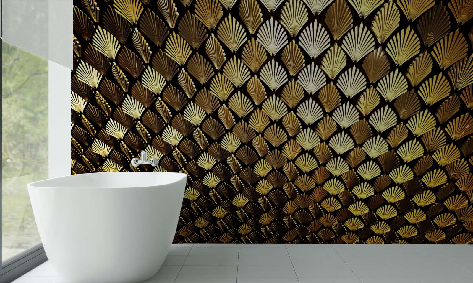 Fototapeta abstrakcja wykonana ze złota w kształcie paproci