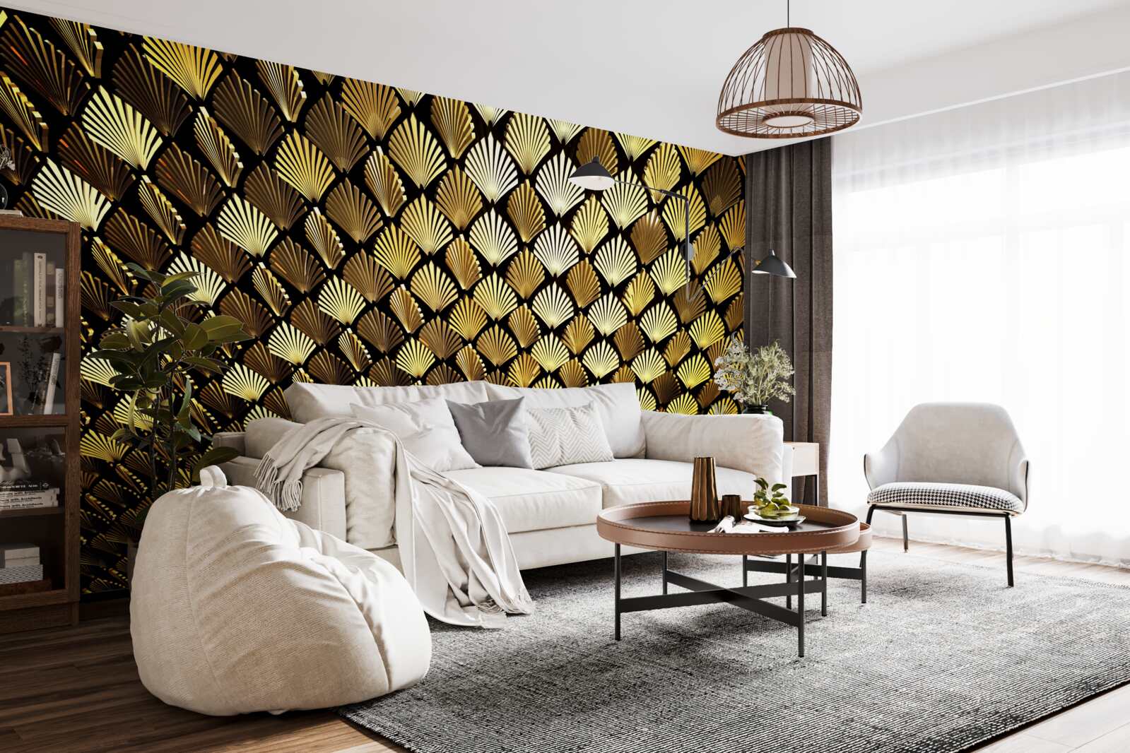 Fototapeta abstrakcja wykonana ze złota w kształcie paproci