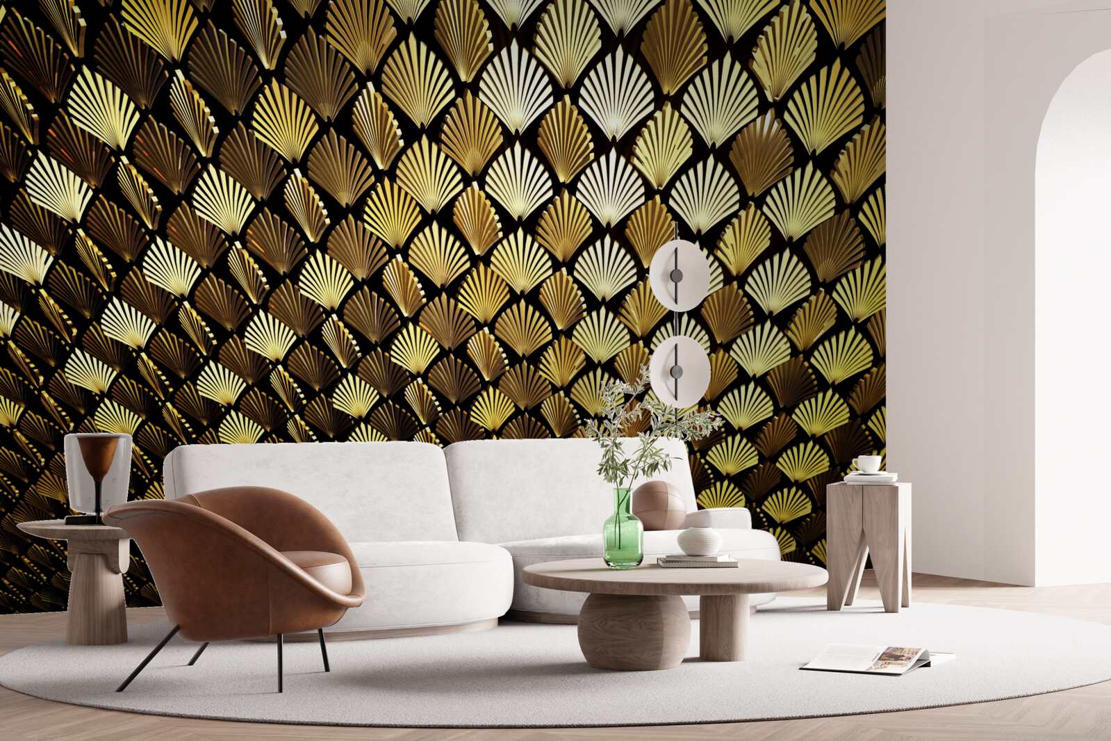 Fototapeta abstrakcja wykonana ze złota w kształcie paproci