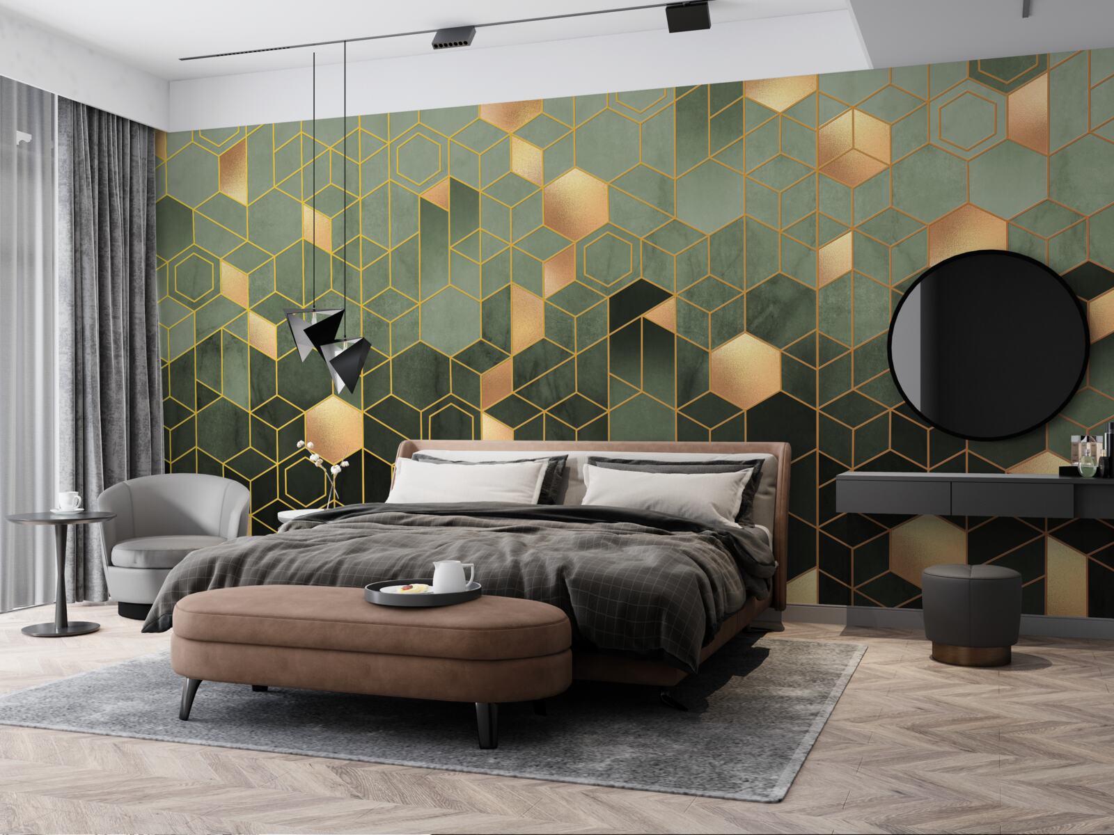 Fototapeta las spowity jest nocną mgłą, tworząc abstrakcyjne obrazy