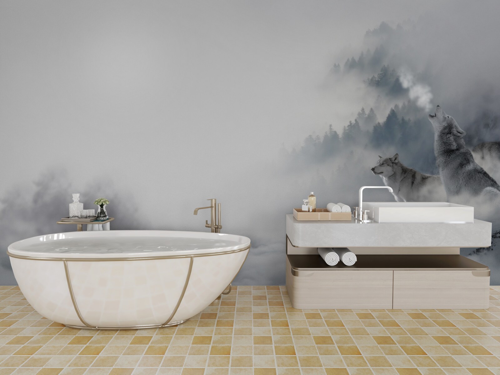 Fototapeta w zimowym lesie słychać wycie wilków