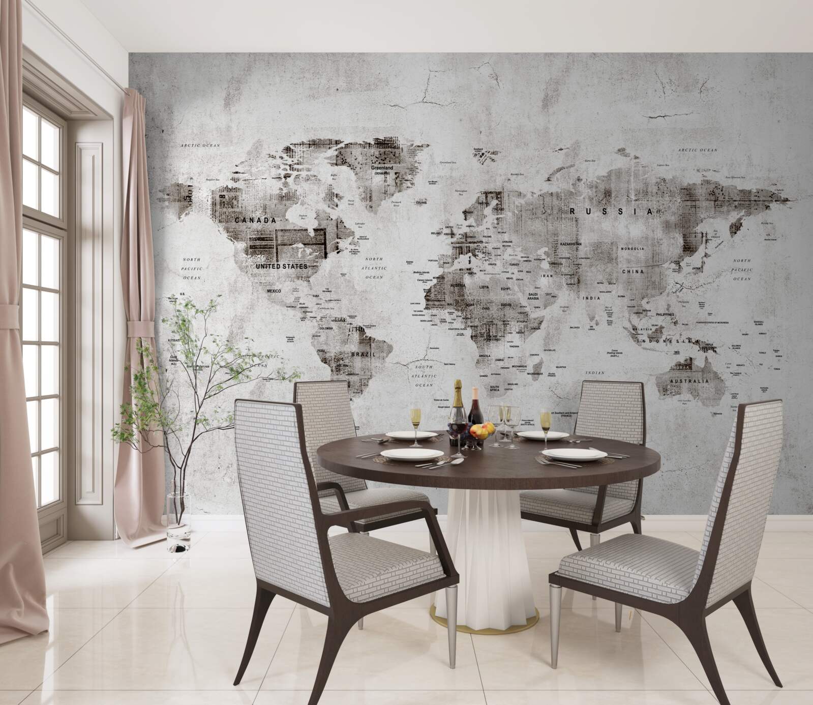 Fototapeta mapa świata pokazująca nazwy stanów