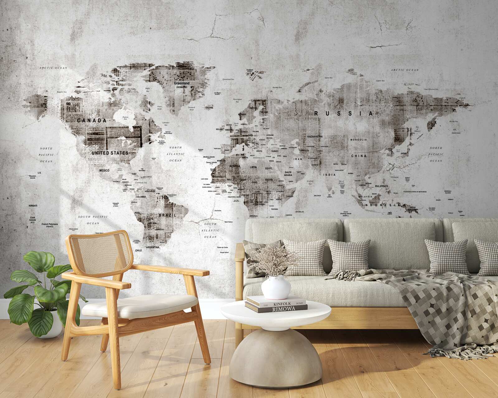 Fototapeta mapa świata pokazująca nazwy stanów