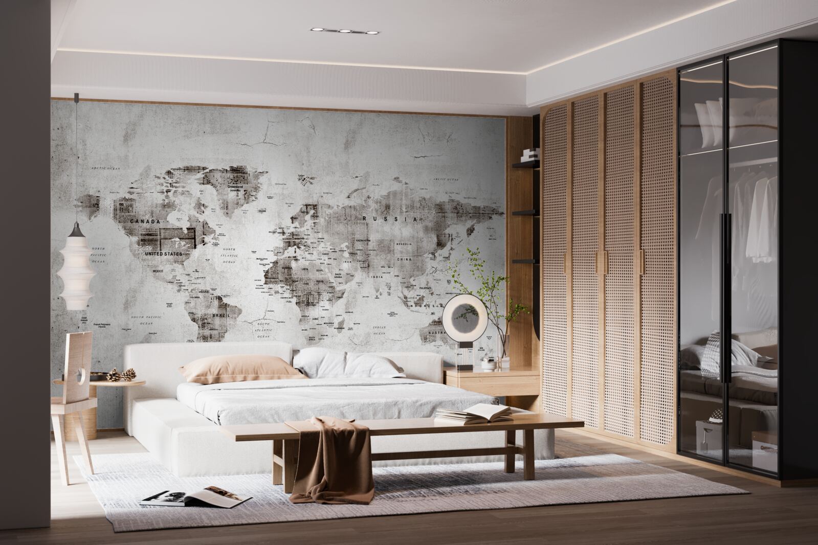 Fototapeta mapa świata pokazująca nazwy stanów