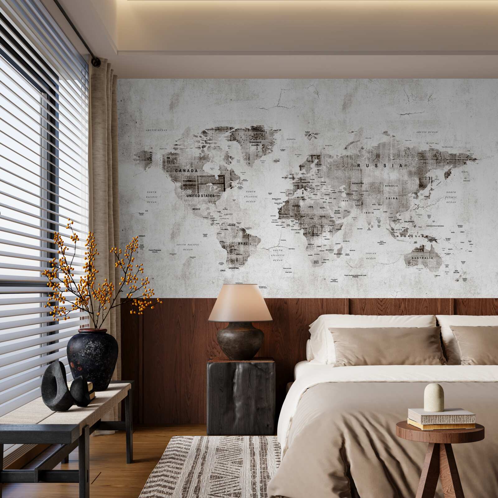 Fototapeta mapa świata pokazująca nazwy stanów