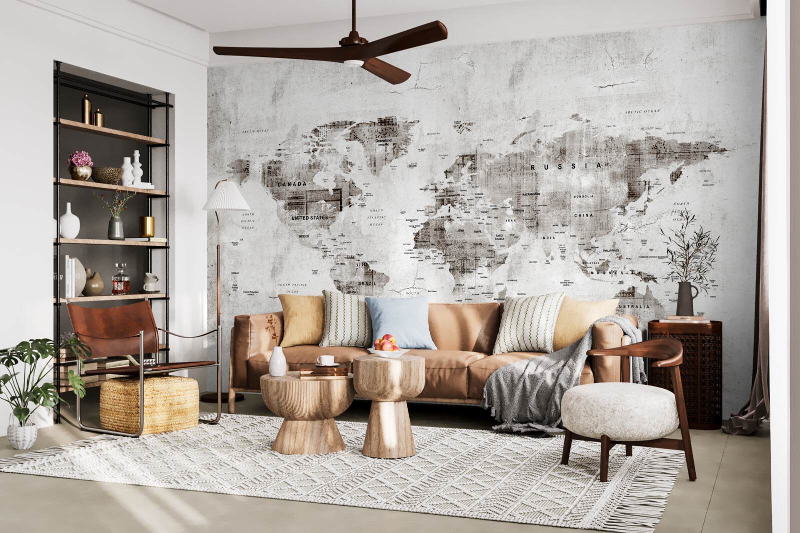 Fototapeta mapa świata pokazująca nazwy stanów