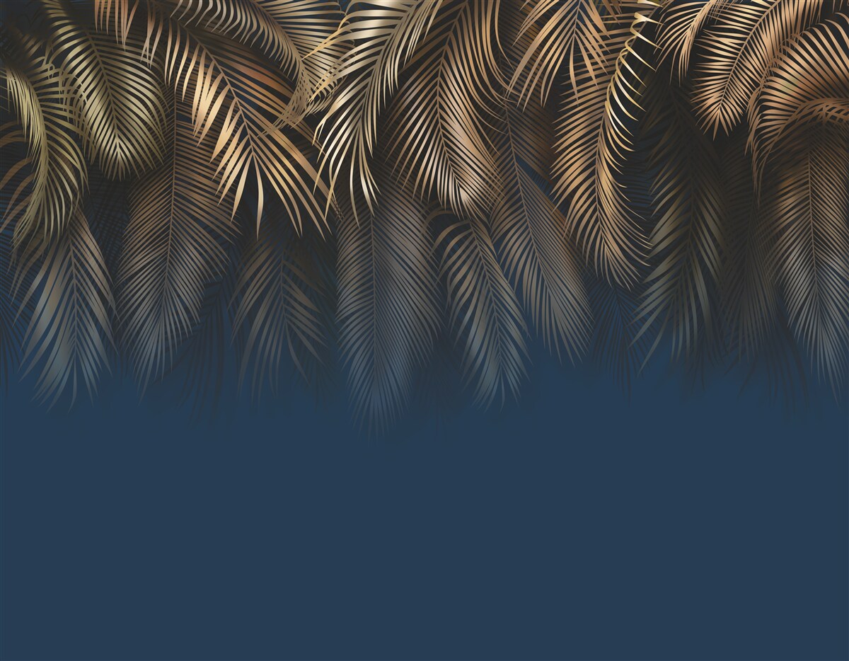 Fototapeta w nocy paproć mieni się złotymi liśćmi