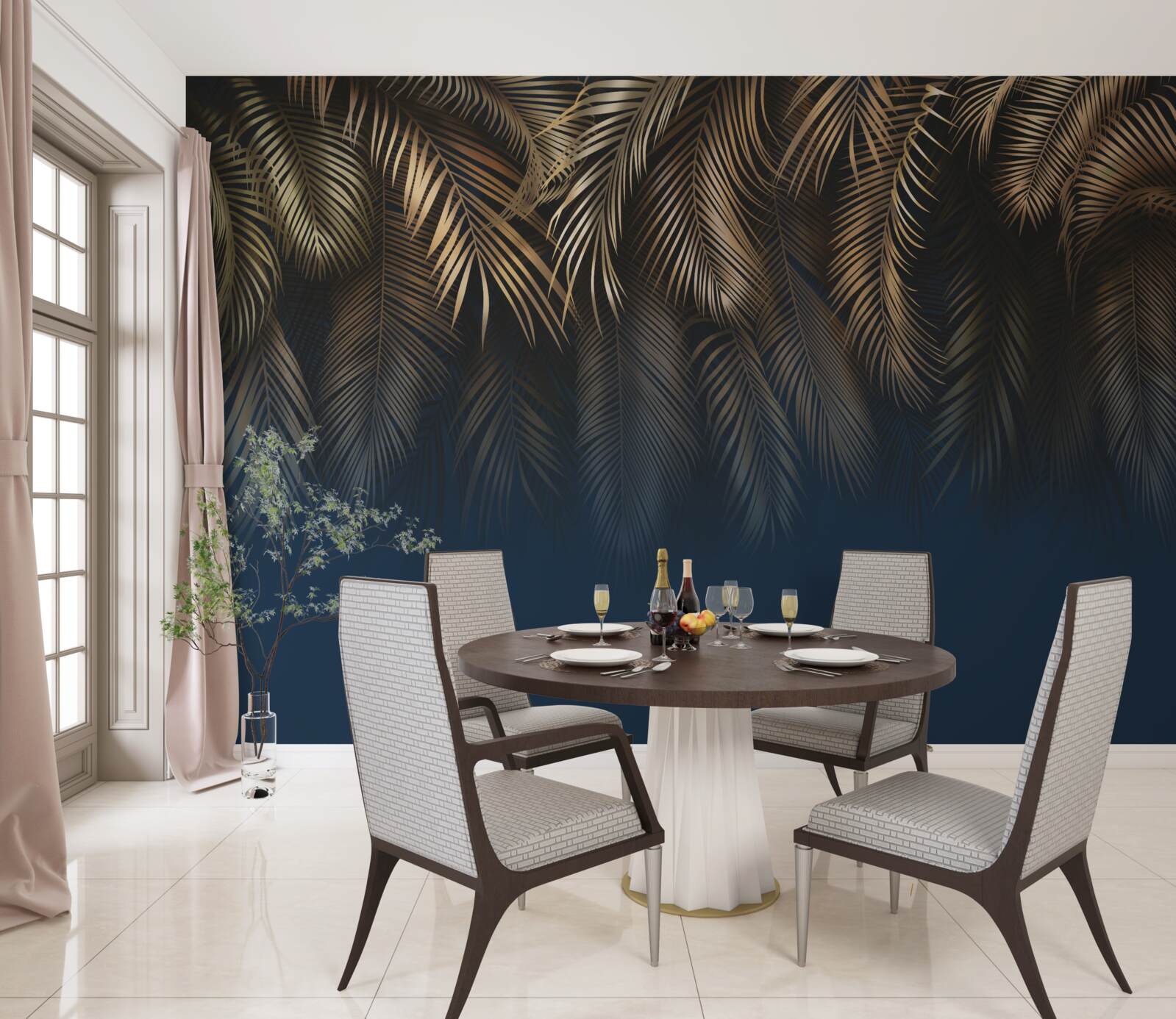 Fototapeta w nocy paproć mieni się złotymi liśćmi