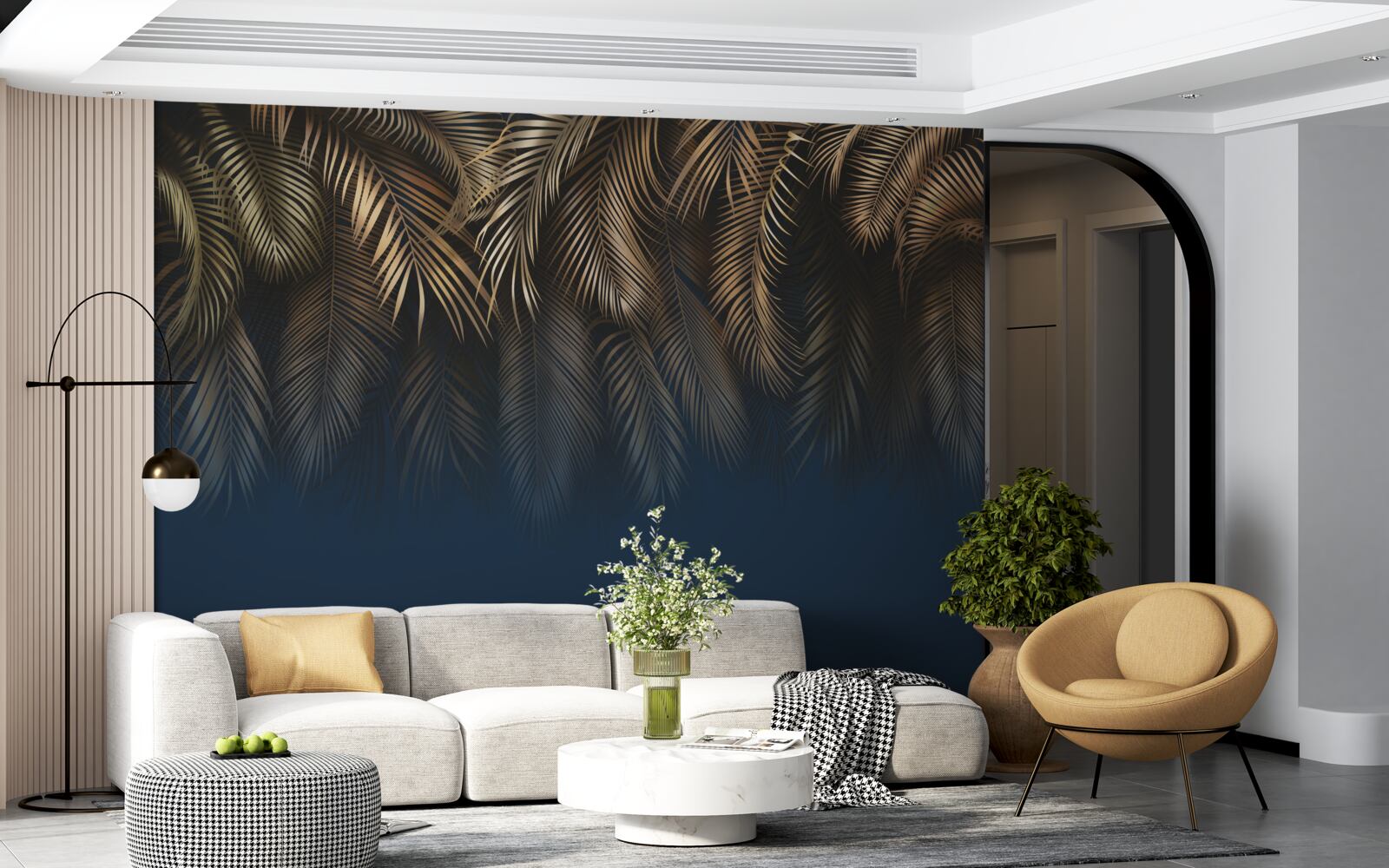 Fototapeta w nocy paproć mieni się złotymi liśćmi