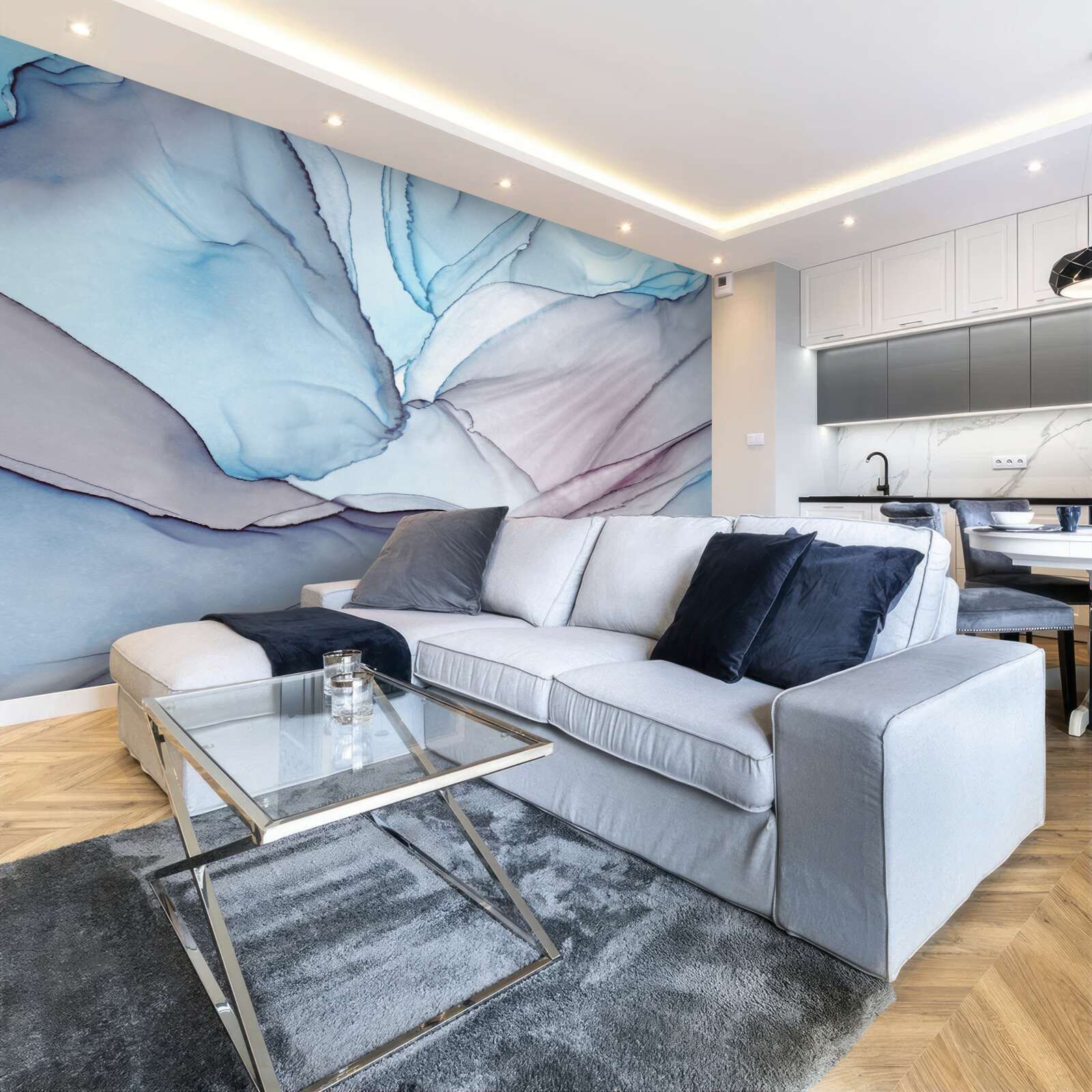 Fototapeta jasnoniebieski marmur z żyłkami