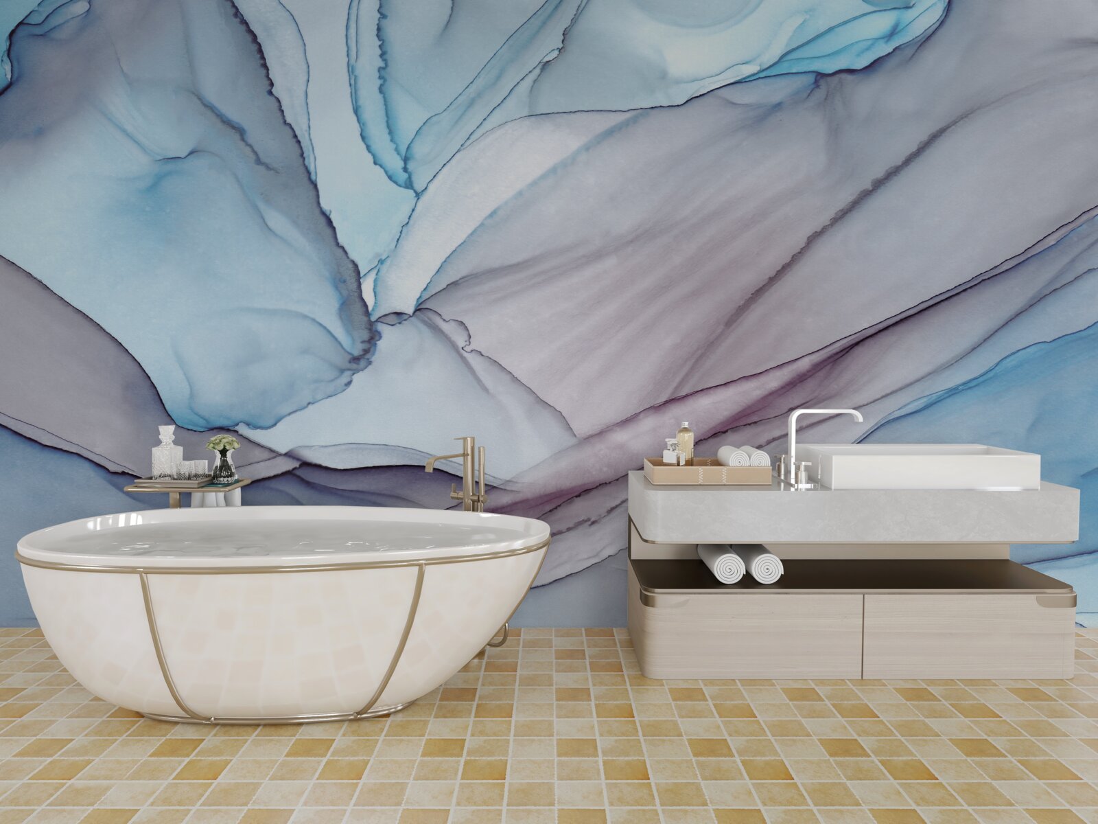 Fototapeta jasnoniebieski marmur z żyłkami