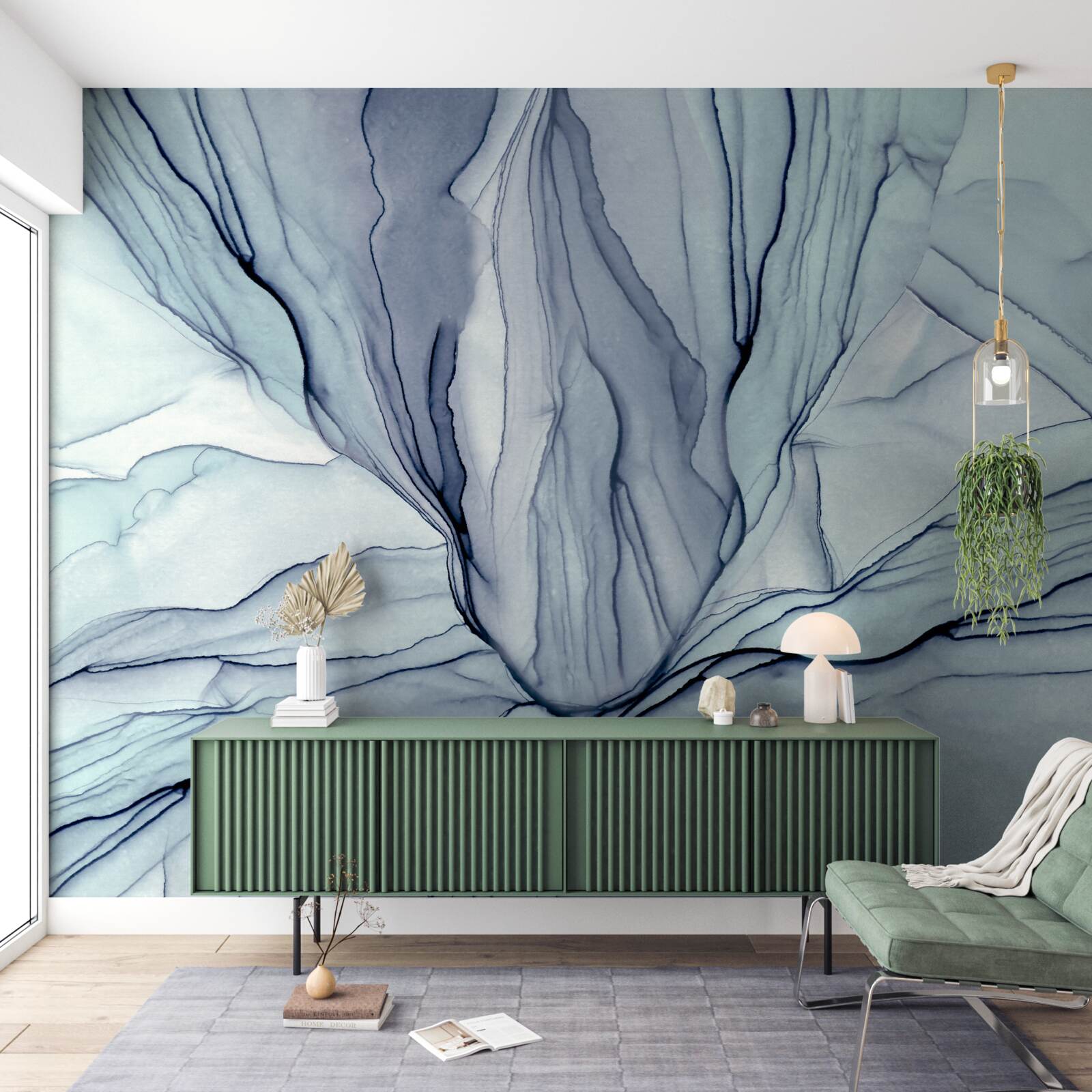 Fototapeta niebieskie wzory na marmurze