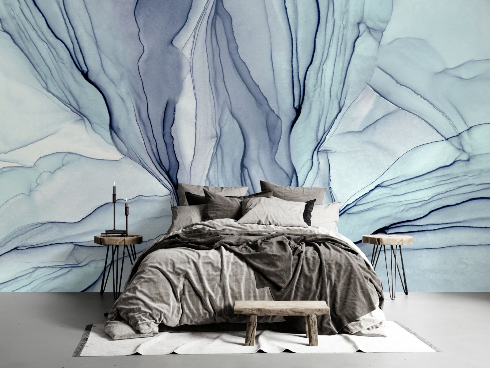 Fototapeta niebieskie wzory na marmurze