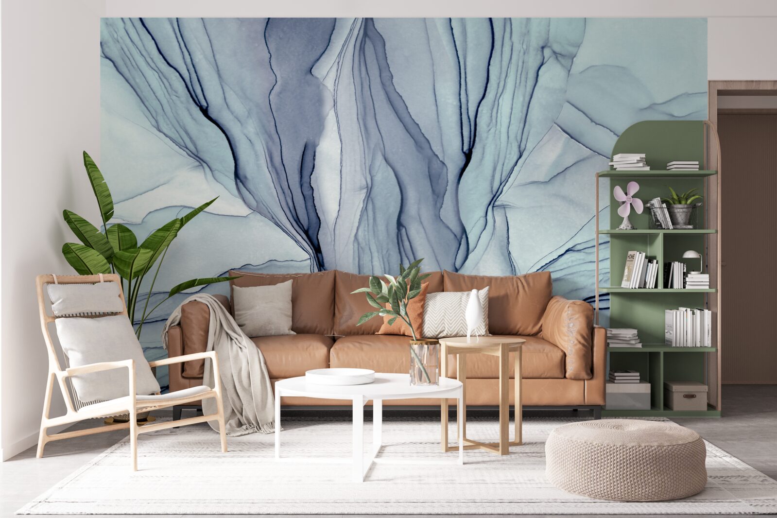 Fototapeta niebieskie wzory na marmurze