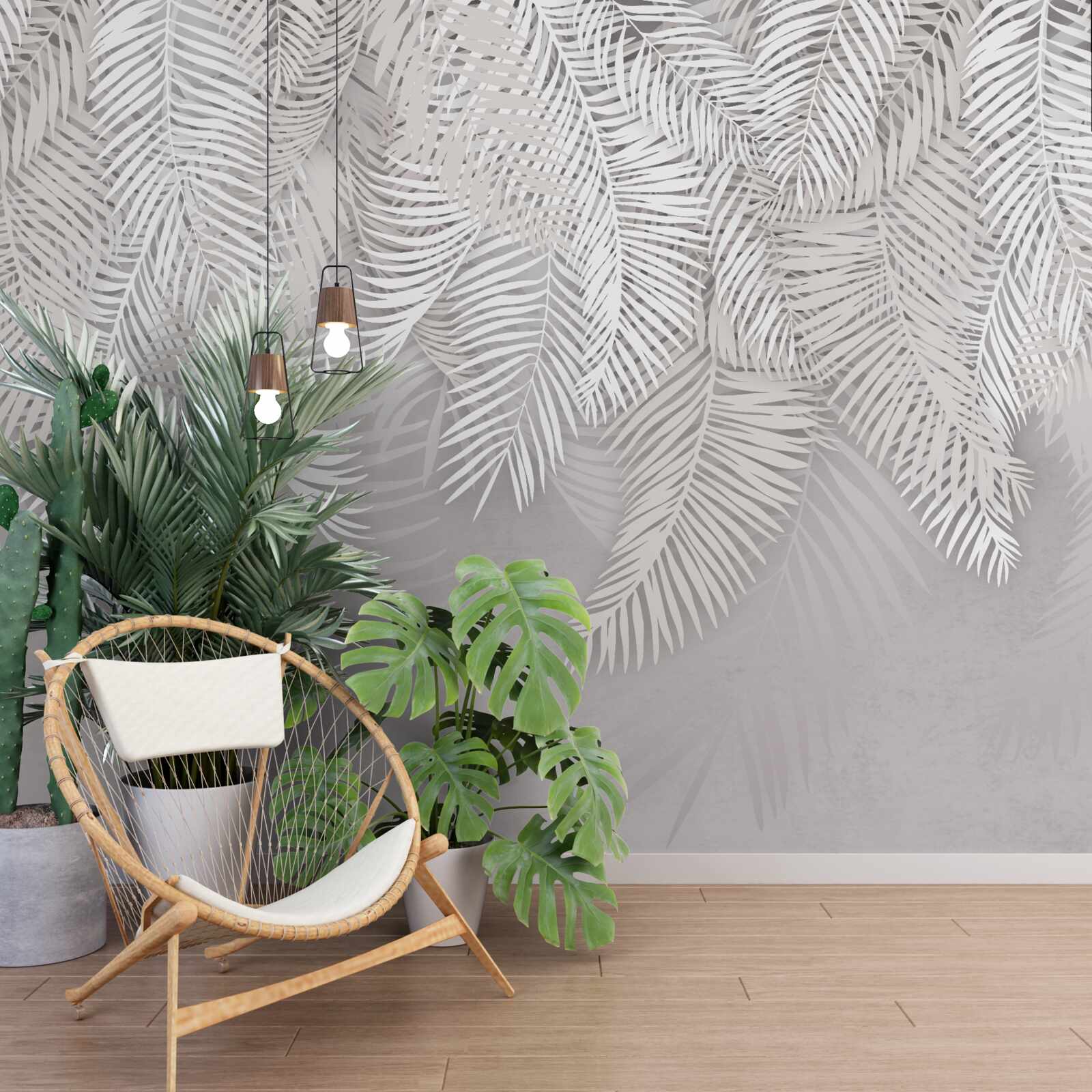 Fototapeta wręcz odwrotnie, paproć jest biała