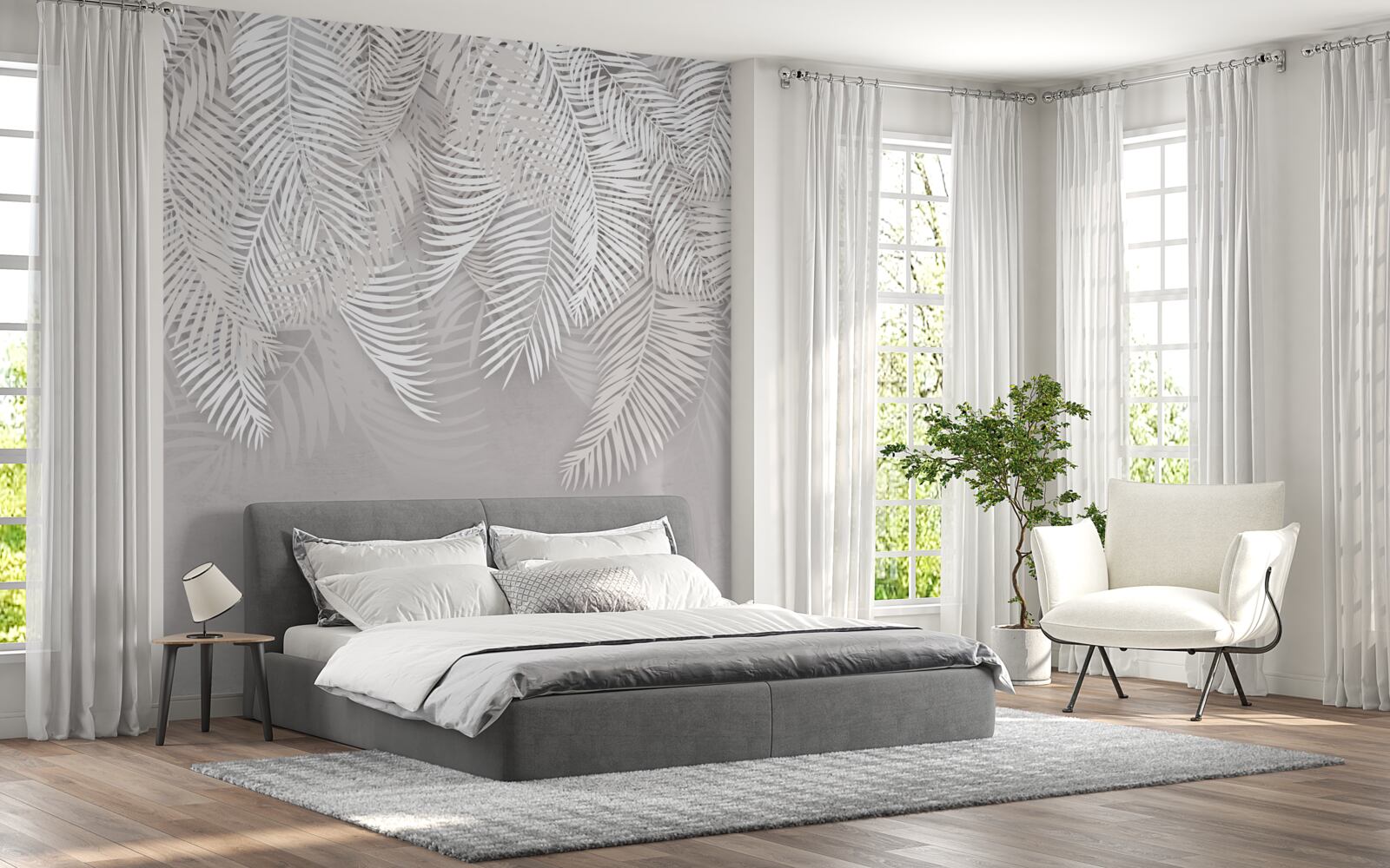 Fototapeta wręcz odwrotnie, paproć jest biała