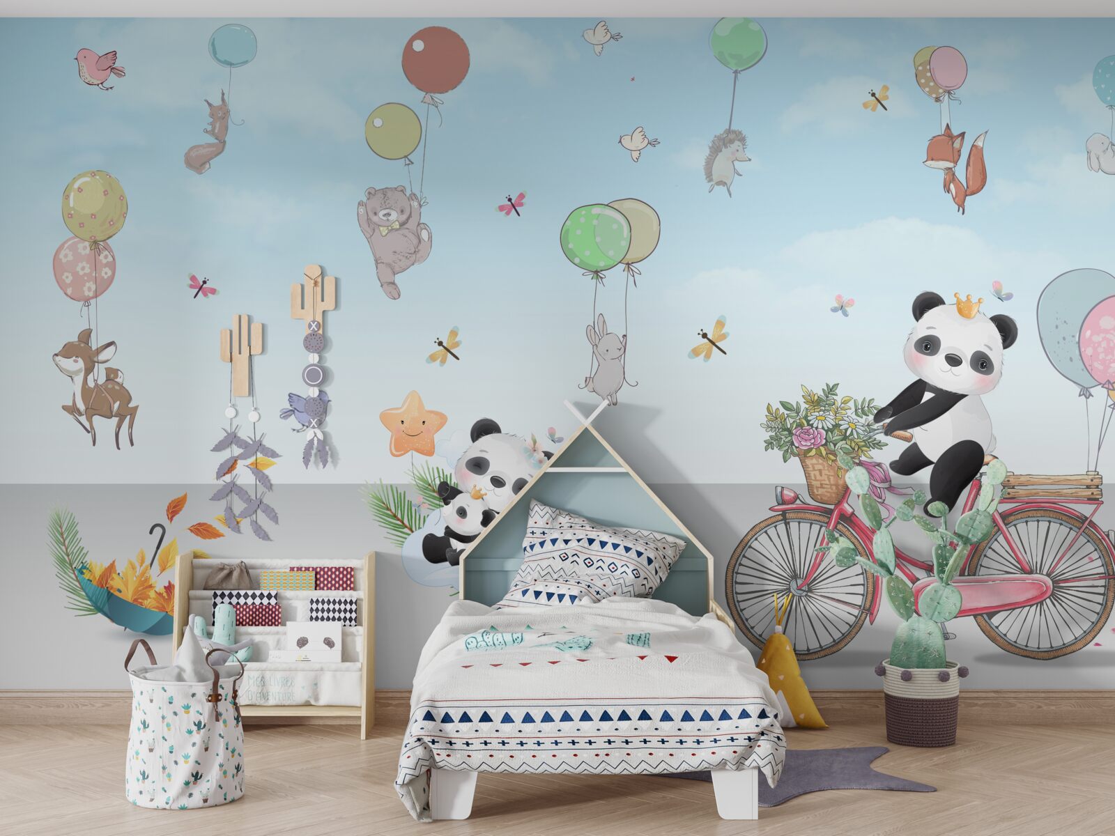 Fototapeta balony z pandami i innymi zwierzętami