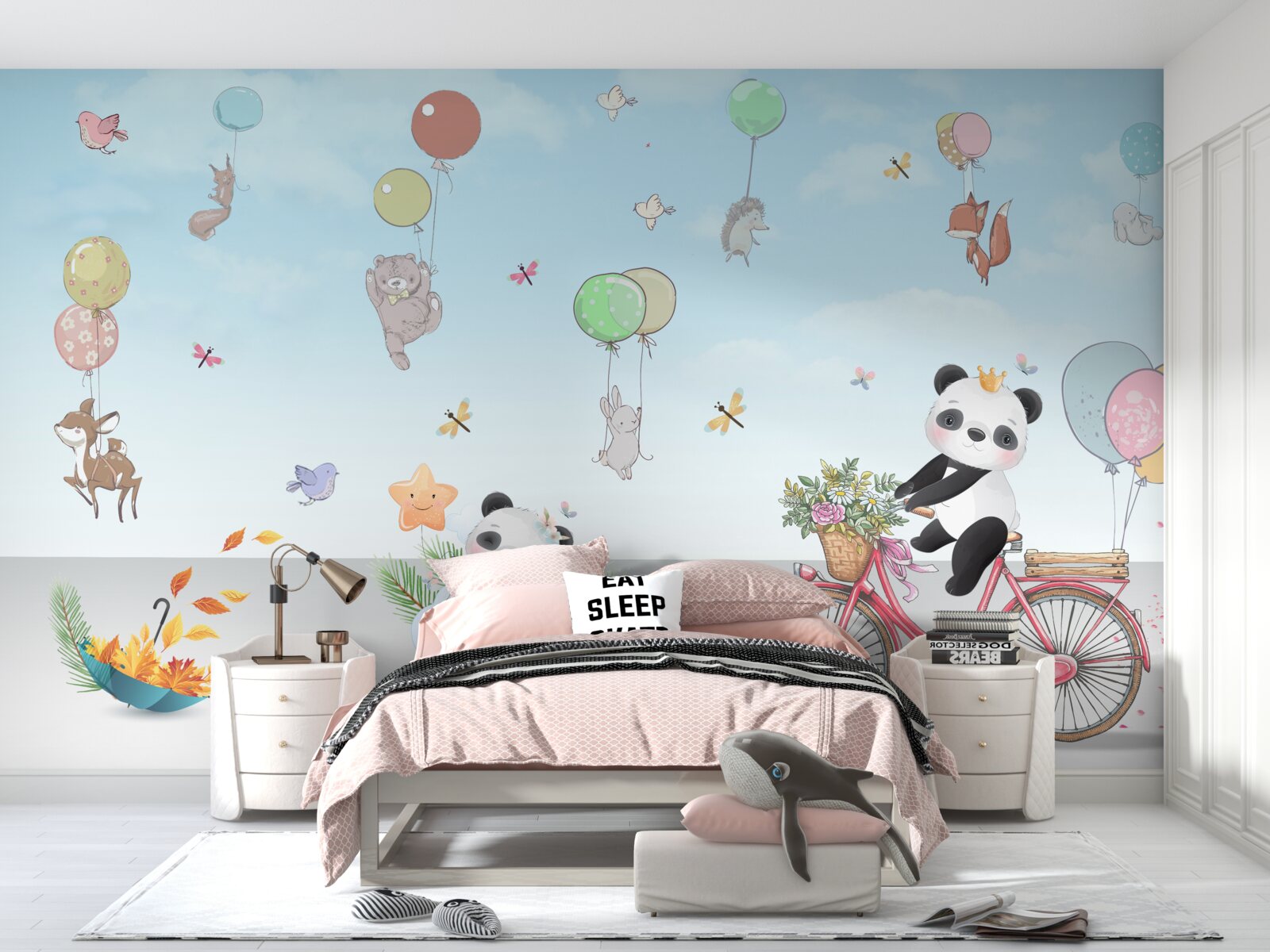 Fototapeta balony z pandami i innymi zwierzętami