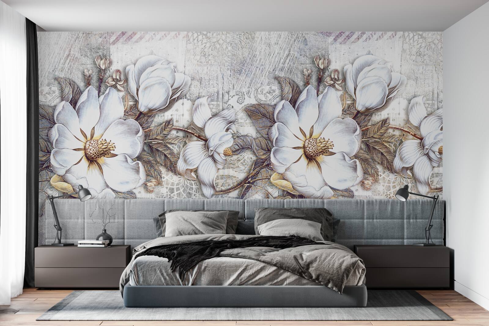 Fototapeta skład kwitnących śnieżnobiałych pąków