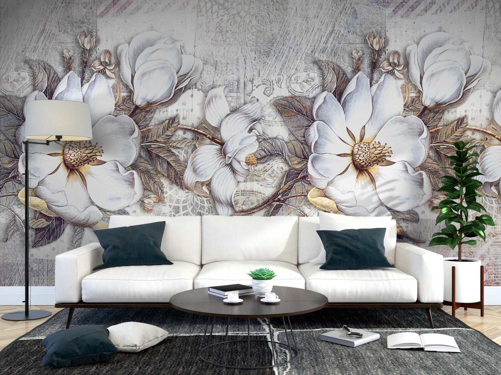 Fototapeta skład kwitnących śnieżnobiałych pąków