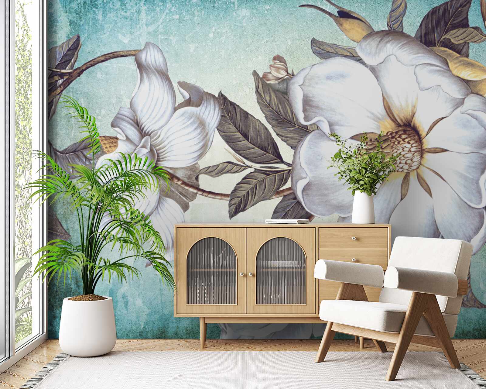 Fototapeta kwitną śnieżnobiałe kwiaty