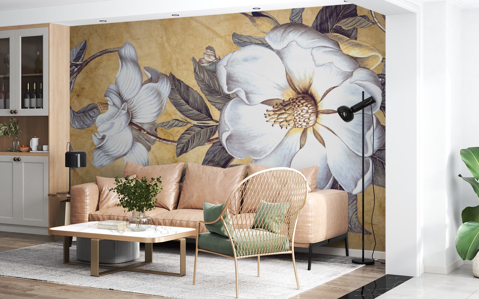 Fototapeta kwitnące białe pąki na gałęziach