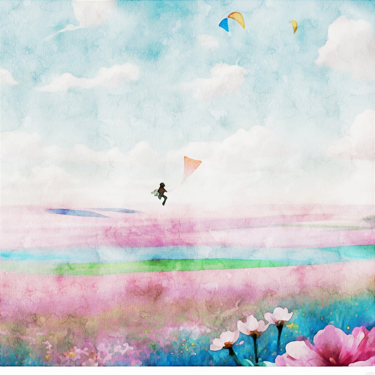 Fototapeta paralotniarstwo nad łąką